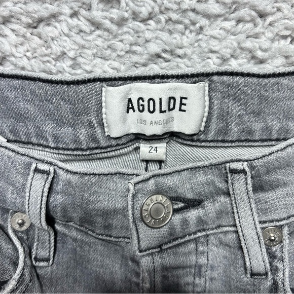 Agolde Jeans Womens 24 NICO High Rise Button Fly Raw Hem Frayed Edge Stretch - Picture 2 of 5